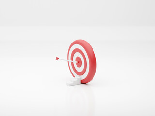 target goals success business strategy concept white background 3D illustration