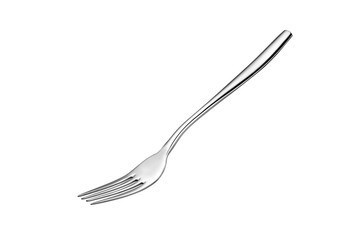Empty metal fork on white background