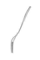 Empty metal fork on white background