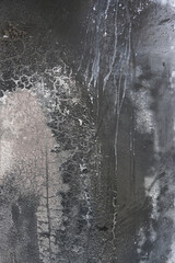 burnt and dirty metal surface in gray tones as a rough full frame background texture, copy space
