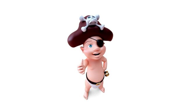 Fun 3D cartoon of a baby pirate