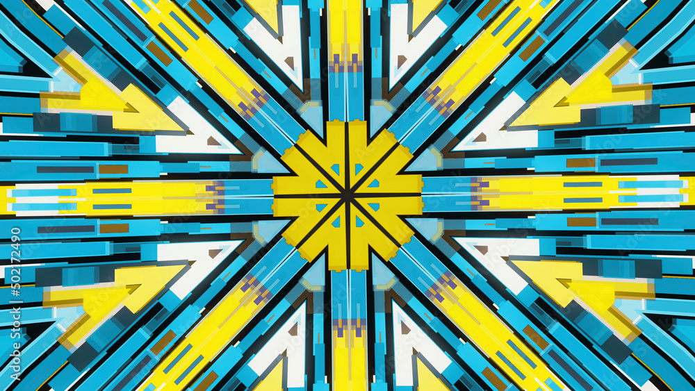 Aufkleber colorful abstract geometrical kaleidoscope with moving patterns changing their color. animation. hyp