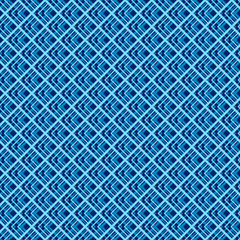 Optical illusion effect. Geometric art. Seamless pattern with blue diagonal lines. Rhomboid scales. Vector illusive background. Futuristic vibrant design. Squares