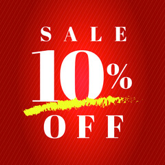 10% off tag ten percent discount sale white letter red gradient background