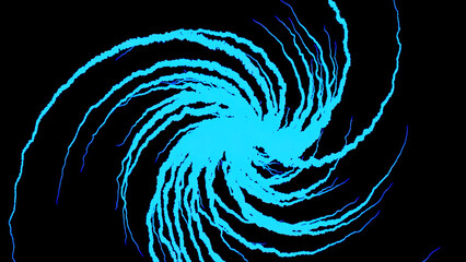 Twisting spiral of tentacles. Animation. Abstract animation of spiral growing out of middle like roots on black background. Spiral like roots or brain impulses grows