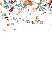 Red Leaf Background White Vector. Leaves Elm Design. Golden Foliage. Green Plant Sale. Natural Set.