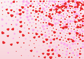 Violet Heart Background Pink Vector. Design Texture Confetti. Red Falling Backdrop. Lilac Heart Decor Pattern. Tender Volume Frame.