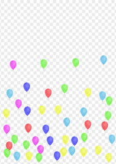 Multicolor Balloon Background Transparent Vector. Helium Abstract Banner. Red Flying. Blue Air. Surprise Shine Set.