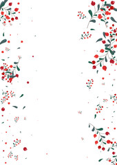 Naklejka premium Pink Leaves Background White Vector. Berries Art Texture. Red Rowan Drawn. Realistic Design. Herb Silhouette.