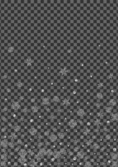 Metal Dot Background Transparent Vector. Confetti Christmas Illustration. Grey Snowflake Graphic. Silver Drawn Pattern.