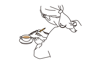 アンケートに記入するアジア人女性