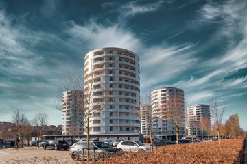 Fototapeta premium Five Sisters modern apartments in the center of Vejle, Denmark