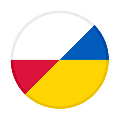 round icon of polish and ukrainian flags. vector illustration isolated on white background