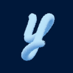 Fototapeta premium 3d alphabet, furry letter Y, rendering on blue background