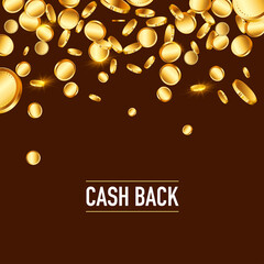 gold coins falling- cashback concept