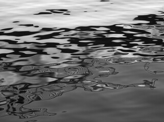 Black and white water surface. Water reflex background. Abstract reflection and abstract inspection...