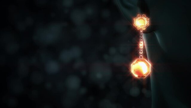 nice eardrops with shining gems on mannequin, fictive