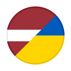 round icon of latvian and ukrainian flags. vector illustration isolated on white background