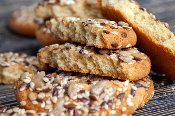 wheat cookies with flax and sunflower seeds