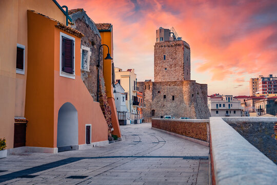 Picturesque summer view of Svevo of Termoli Castle. Attractive morning cityscape of Termoli port. Traveling concept background.