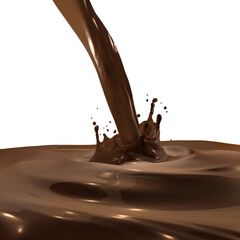 3D Rendering of Isolated Liquid Chocolate Splash with Swirling Ripple