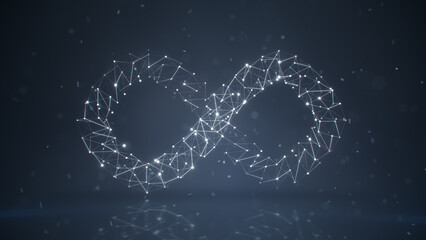 Plexus mesh of lemniscate mathematical sign 3D rendering illustration