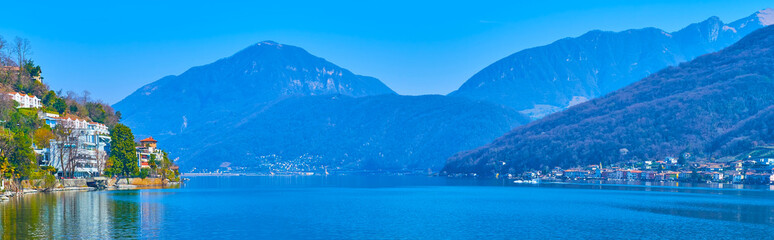 Lake Lugano panoramic view, Morcote, Switzerland
