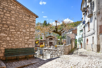 A narrow street in Sepino, a small village in Molise region, Italy.