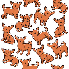Cartoon happy chihuahua - simple trendy pattern with dog. Flat vector illustration for prints, clothing, packaging and postcards. 