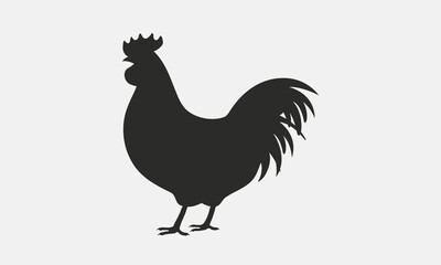 Vector Hen silhouette. Rooster silhouette icon isolated on white background.