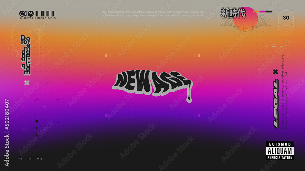 Canvas Prints contemporary minimalistic background with trendy graphic elements set. retro wave space atmosphere