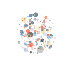 Abstract vector circle frame with halftone dots. Emblem design element for medical, treatment, biology, cosmetic. Circle with circles