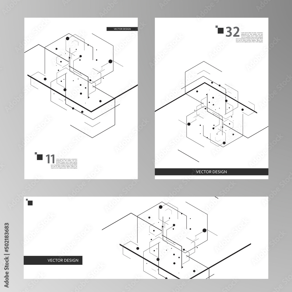 Leinwandbilder vector cover template design. white background with abstract hexagon pattern