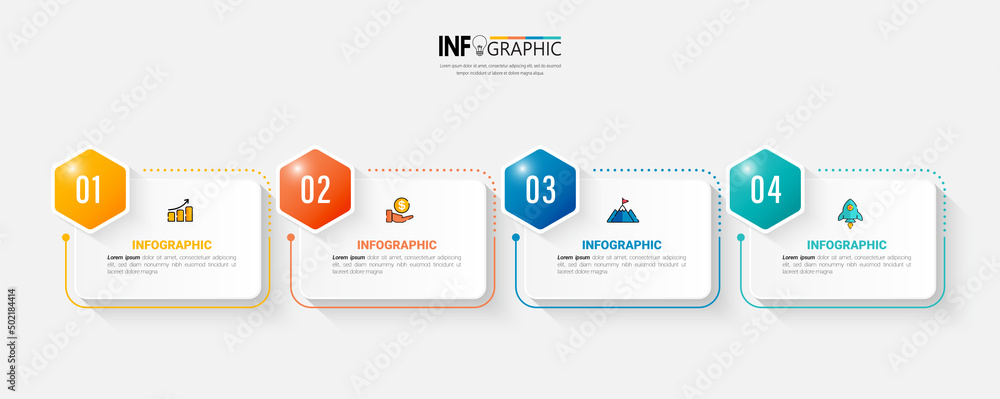 Wall mural infographic elements design template, business concept with 4 steps or options, can be used for work