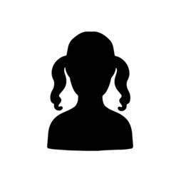 ツインテールの人物シルエット　黒
