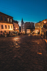 Evening view of the Andriivsky descent, Kyiv, Ukraine