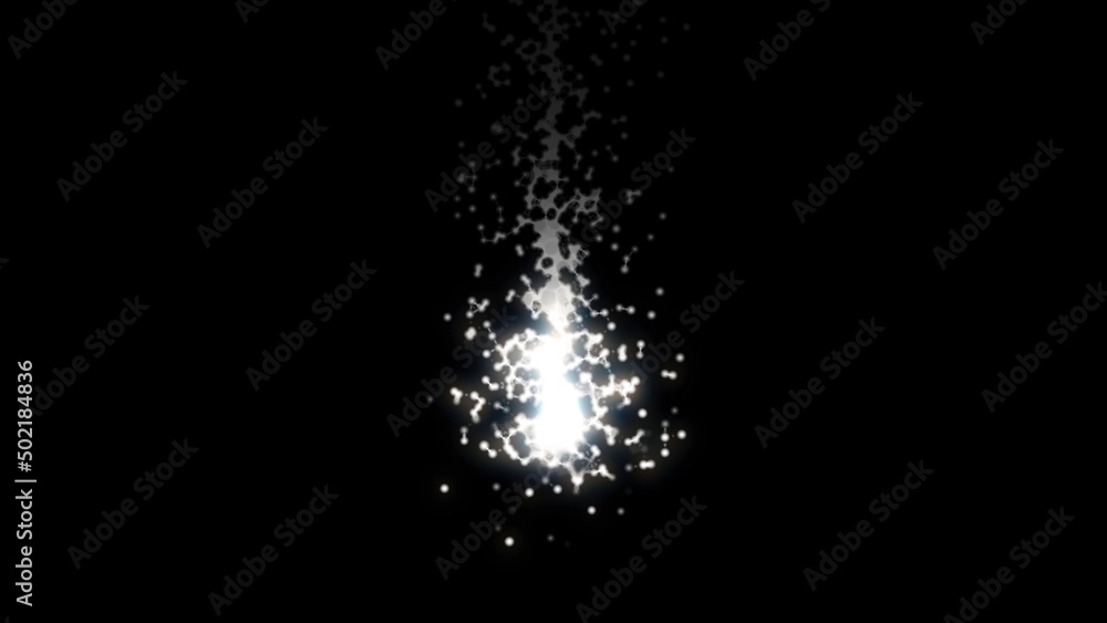 Poster animation with glowing dots from the center. animation. abstract futuristic line dots center flare