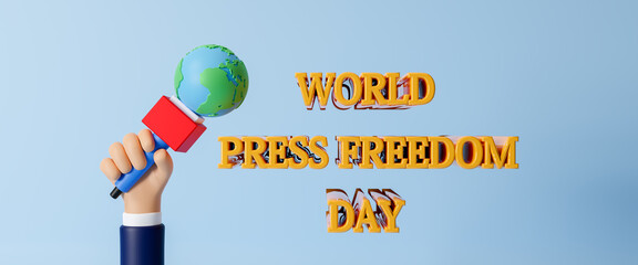 World press freedom day, concept idea of free speech freedom of expression, raise awareness of the importance of freedom of the press, global news campaign, 3d rendering illustration © Nuchjaree