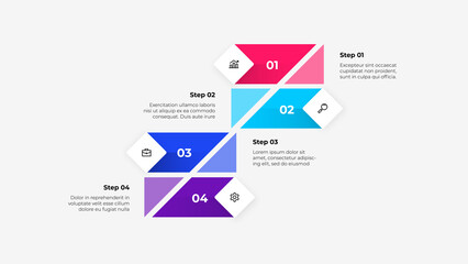 Business infographic design template. Four abstract elements with rhombus. Concept of 4 steps of project development process