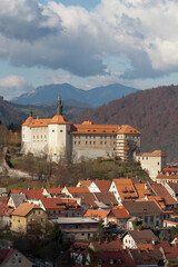 Obraz premium Skofia Loka. Slovenia. Il castello, 1651 con l'aggiunta di una poderosa torre del XVI secolo