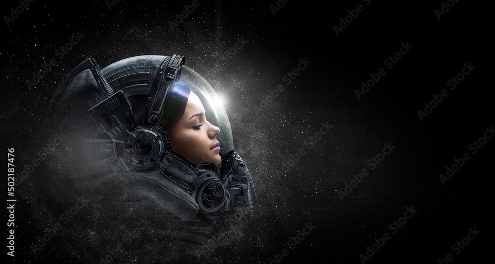 Wall mural astronaut and space exploration theme.
