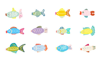 colorful fish vector illustration set