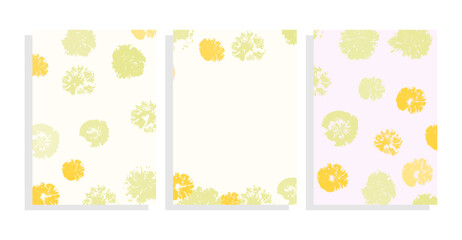 yellow floral brushes circles in white vector background set