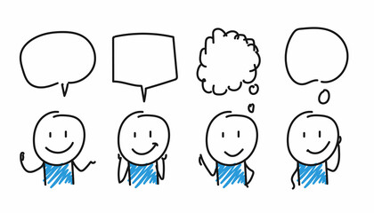 stickman various chat bubble expressions for business presentation
