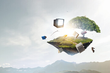 Cloud computing concept as a technology symbol of an internet