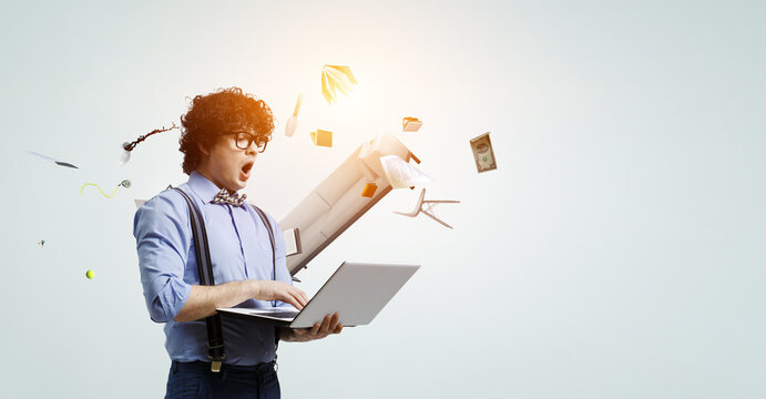 World of books concept with a student