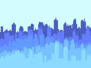 Panorama of a big city with skyscrapers. Contours of city buildings, daytime city. City skyline for print, posters and promotional materials. Vector illustration