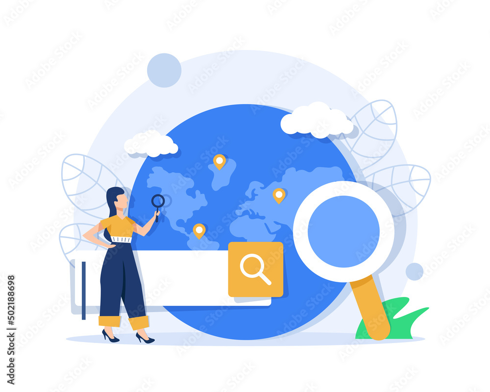 Fototapete search engine optimization and web analytics elements. vector interface element with search button