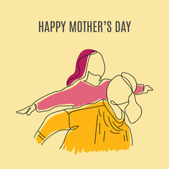 Mom and daughter love illustration for mothers day