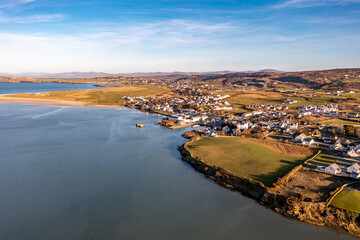 Aerial view of Dunfanaghy in County Donegal at sunset - Ireland